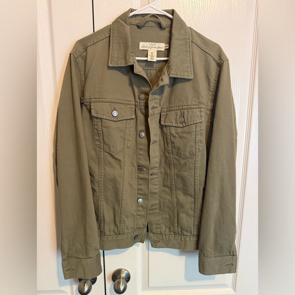 Custom Beatles Olive Green Jean Jacket - Picture 2 of 4